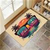 CEDNXOER Antiscivolo Zerbino Ingresso Interno, Tappeto Beige Camera Cucina 50 x 80 cm, Tappetino Bagno, Tappeti Lavabili In Lavatrice Retro Tramonto Motivo Palme Tropicali Pelo Corto Rug