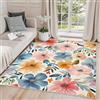 AUWUUA Tappeto floreale 200x250cm Tappeti colorati con fiori e motivi botanici, tappeti da camera da letto Boho, antiscivolo, lavabili, per cameretta delle ragazze, cameretta dei bambini, soggiorno