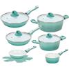 Genius Cerafit Revolution - Set di 12 padelle deluxe, coperchio in vetro, inserto Viles, padella antiaderente in ceramica, manico rimovibile, tutti i piani cottura a induzione