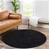 carpet city - Tappeto a pelo lungo per soggiorno, modello Shaggy, in tinta unita, colore: nero, rotondo, 80 cm, morbido e moderno