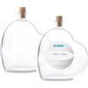 BAUER Set 2 bottiglie a forma di cuore 500 ml con tappo in sughero - Ideali come regalo, bottiglie decorative o da liquore - Mini bottiglie in vetro sabbia