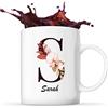 Planetee Tazza Sarah con lettera fiorita per un'idea regalo originale. Tazza de 325 ml ideale per caffè e tè