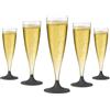 WOOPARTY Set 24 Flute Nero in Plastica - 200 ml | Calici da Spumante Riutilizzabili - Eleganti e Resistenti | Ideali per Festa, Matrimonio, Brindisi, Aperitivo, Eventi - 6,5x17,5 cm