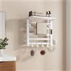 EMKE Scaldasalviette Elettrico 500 x 500 mm, Bianco, 140W, Scaldasalviette con Mensola e Ganci, Temperatura Regolabile 30-70°C, Funzione Timer, Memoria di Interruzione di Corrente