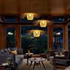 COCOL Lampada A Sospensione Rattan Bamboo Lampadario Con Paralume E27 in Rattan Per Illuminazione Plafoniera Legno Lanterna Creativa Paralume Fatto Mano Sala Pranzo Soggiorno Cucina Caffetteria Bar,85cm