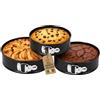 AKITAInk Tortiere a Cerniera Set 3 Pezzi - Stampi per Dolci 24, 26, 28 cm Antiaderenti in Acciaio al Carbonio