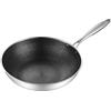 plplaaoo Wok in Acciaio Inossidabile,Padella Wok Antiaderente con Coperchio, Doppia Faccia a Nido D'ape a 3 Strati Per Evitare Che Si Attacchi alla Padella, Padella Wok da Cucina(34cm (no lid with ears))