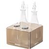 LINEE Recanati MEDITERRANEA Menage - Set Condimenti Porta Olio Aceto Sale Pepe in PMMA e Vetro 17x17x23 cm - Design Decorativo da Tavola - Made in Italy (Fumè Marrone Satinato)