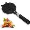 HERCHR Padella per Waffle a Doppia Faccia, 15x37 cm/5,9x14,6 pollici Non Stick Maker Macchina per Produttore di Waffle in Lega di Alluminio a Manico Lungo per Sandwich Tostapane