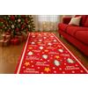 GBiancheria Tappeto Passatoia Natalizia in Feltro Rosso Antiscivolo 100x40mt - Tappeto Coprente Resistente con Stampe di Natale, per Ingressi, Eventi, Feste, Negozi e Decorazioni Natalizie (1 x 7 m)