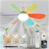 VHV Ventilatore da Soffitto con Luce e Telecomando, LED Ventilatore Dimmerabile Plafoniera con 40W E27 Lampada Integrata, 6 Pale, 3 Velocità, Silenzioso, per Soggiorno, Camera, Tramonto (Colore)