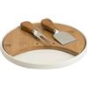 Brandani 54713 tagliere in bambù con 2 coltelli da formaggio in acciaio INOX e porcellana, multicolore