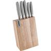 BRANDANI Ceppo Natural in Legno con 5 Coltelli e Affila Coltelli