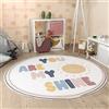 Paco Home Tappeto Rotondo Bambini Cameretta Bambina Ragezzi Arcobaleno Lavabile In Lavatrice Moderno, Dimensione:Ø 160 cm tondo, Colore:Multicolore