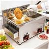 FIZHKR Deep Fryer Friggitrice a Gas GPL Professionale Doppio Cestello da 20 L, Friggitrice a Gas Commerciale in Acciaio Inossidabile Potenza di Fuoco Regolabile, Facile da Pulire, Cestello Staccabili