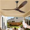 OUENGK Ventilatore da soffitto con telecomando, 3 pale in legno, senza illuminazione, motore DC silenzioso, 6 velocità, timer 1-8H e funzionamento invernale estivo (132cm-noce)