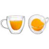 DEDEMCO Tazze da caffè a forma di cuore, 280 ml, creative, a doppio strato, a forma di cuore, isolate a doppia parete, con manico, in vetro trasparente, per latte, tè, ghiaccio, caffè, succo