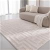 Interiyou Tappeto salotto pelo corto Cannes - 200x300 cm Crema - Stile boho scandinavo con effetto 3D alto-basso - Piatto con motivo geometrico