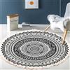 Tomifine Tappeto con Nappe Bohémien Tappeto Lavabile, Tappeti da Salotto rotondo, Tappeto Stampato Ingresso Tessuto Stampato per Camera da Letto, Cucina (80cm,Nero)