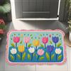 Feblilac Zerbino per ingresso con fiori colorati, per esterni, antiscivolo, in PVC, per casa, lavabile