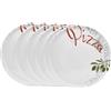 Van Well Famosa - Piatti da pizza italiani grandi, diametro 33 cm, bianchi, set da 6 pezzi, in porcellana XL, adatti al microonde, lavabili in lavastoviglie, impilabili