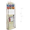 QINGLANG Organizer da appendere per filati con 4 grandi tasche, trasparente, organizer per maglieria, con cerniere, ganci da porta, borsa per riporre ferri da maglia, uncinetti, palline da cucito (beige)