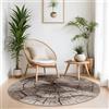 TT Home Pregiato tappeto di design per soggiorno, effetto tronco d'albero, naturale, in grigio, marrone e beige, Dimensione:120 cm tondo