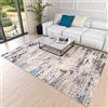 Mazovia Tappeto Salotto Moderno Astratto e Vintage Pelo Corto - Tappeti Soggiorno Turchi Originali - Tappeti Camera da Letto - Tappeti Salotto Grandi Dimensioni - Beige Blu Grigio 160 x 230 cm