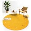 carpetfine Tappeto di lana Gabbeh Uni rotondo Giallo Ø 80 | Tappeto moderno per soggiorno e camera da letto