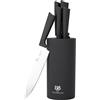 KARL HAUSMANN Set Coltelli Cucina con Ceppo Magnetico Legno - 6 Pezzi - Ceppo Coltelli Magnetico in Legno di Quercia - Coltelli Cucina Acciaio Inox