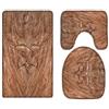 A.Monamour Set Tappeti Bagno 3 Pezzi Completo Vecchio Fondo Di Struttura Di Legno Antiscivolo Morbidi Assorbente Lavabile Tappetini per Il Bagno WC Bidet