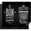 KitchenYeah© Protezione Piano Induzione 59x52 cm Cucina Copri Fornelli Proteggi di Cottura Antiscivolo Tappetino Bon Appetit - Italia - Cibo - Nero - Bianco