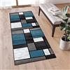 QQrunner Tappeto Passatoia per Corridoio Blu e Grigio Antiscivolo 60x150cm Tappeto da Cucina Patchwork Lavabile Misura M Tappeto per Camera da Letto, Corridoio, Lungo, 60/70/ 80/90/ 100/ 120cm