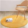 Reyox Tappeto Rotondo Tinta Unita Soffice Pelo Corto, Tappetino Antiscivolo Assorbenti per Bagno Salotto Camera da Letto Giallo 80 cm