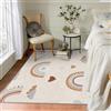 Brandzly Arcobaleno Beige Tappeto Quadrato 120x120 Piccoli Pelo Corto, Tappeti Nuvola Soggiorno Morbidi Assorbente, Tappeto Lavabile In Lavatrice per Cucina Cameretta Sala
