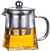 Asng Teiera in vetro con infusore e coperchio in acciaio inox, bollitore da tè in vetro borosilicato sicuro per piano cottura, teiera in vetro quadrato (350 ml)