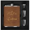 Stepdiy Set regalo da uomo con fiaschetta personalizzata in acciaio inox 304, per whisky e alcol, con incisione personalizzata con icona Montagna, per caccia, viaggi, escursionismo, arrampicata (marrone)