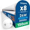 Eurocali 8 Tubi LED 24W 150cm T8 G13 SMD con Starter 3000 Lumen Garanzia 3 Anni - Luce Fredda 6500K - Alta Luminosità 125 lm/W - Materiale Nano Plastic Sostituzione Neon per Soffitto Garage Negozio