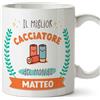 Mugffins Tazza Personalizzata in ceramica per CACCIATORE uomo 11 oz / 350 ml - In italiano - Migliore del mondo - Con disegno - Idea regalo per compleanno, anniversario, natale, laurea