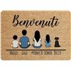 fashwork Tappeto Personalizzato con Nome Famiglia Benvenuti Nomi Seduti Zerbino in Poliestere 60x40 cm