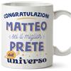 Mugffins Tazza Personalizzata in ceramica per PRETE uomo 11 oz / 350 ml - In italiano - Migliore dell'universo - Idea regalo per compleanno, anniversario, natale, laurea