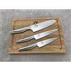 Palatina Werkstatt Kai Seki Magoroku Shoso set professionale | Coltello interamente in acciaio | Coltello da cuoco + 2 coltelli universali + tavola di quercia 30x22 cm prezzo al dettaglio: 199, - €