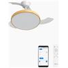 CREATE / WIND CLEAR STUDIO S/Ventilatore da soffitto con luce bianco e legno chiaro con Wifi e telecomando / 40W, Temporizzatore, Ø 91 cm, pale retrattili, 3 temperature di luce, estate-inverno
