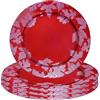 Generico 12x Sottopiatti Bordo Foglie Pungitopo Colore ROSSO Tondo 33 cm Natale cenone sotto Piatto Natalizio Capodanno Natale Cena Aperitivo