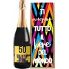 Bottle-Up Regalo Personalizzato bottiglia di vino 0.75 lt. con cassetta in legno per compleanno | Idea regalo originale per Lui e Lei | Regalo Personalizzabile Compleanno Amico (Prosecco DOC, Pop)
