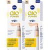 Nivea Q10 Power 3in1 Eye Care Cushion Primer Levigante Correttore Anti-Rughe per Contorno Occhi Formula Delicata Contro Borse e Occhiaie Colore 01 Light con Applicatore a Cuscinetto - 2 Flaconi da 4ml