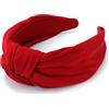 TOBATOBA Fascia rossa annodata per donna, fascia alta con nodo in raso rosso seta per capelli da donna, fasce per capelli larghi antiscivolo alla moda accessori per capelli da donna