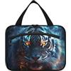 Linnyio Bel Teschio Blu Borsa da Trucco Cosmetica Viaggio Sospesa Borsa da Trucco Pieghevole di Grande Capacità per Il Bagno Delle Donne Delle