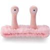SuPoo Fascia per il lavaggio del viso con lumaca rosa chiaro divertente fascia per la cura della pelle fascia per spa carino alieno gonfio fasce per il trucco per le donne antenna elastica occhi