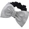 Wambere 2 elastici per capelli con fiocco di strass, da donna, con brillantini, per coda di cavallo, per ragazze, donne, colore bianco
